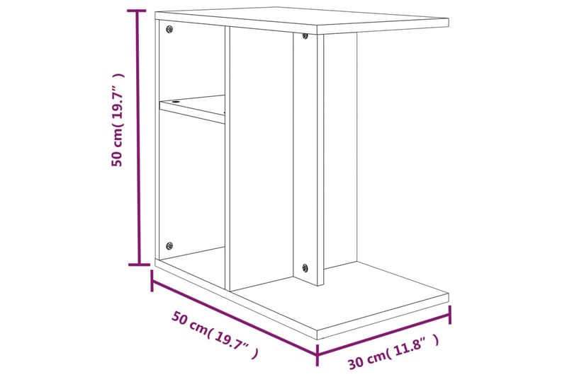 beBasic Soffbord rökfärgad ek 50x30x50 cm konstruerat trä - Möbler - Vardagsrum - Soffbord & vardagsrumsbord - Soffbord