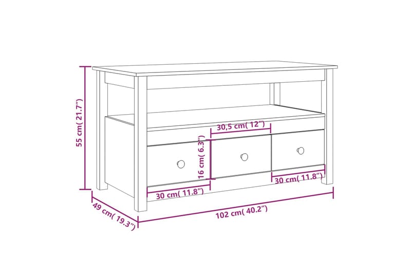 beBasic Soffbord vit 102x49x55 cm massiv furu - Möbler - Vardagsrum - Soffbord & vardagsrumsbord - Soffbord