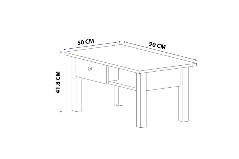 CORUCHE Soffbord 90x50 cm Vit/Brun - Möbler - Vardagsrum - Soffbord & vardagsrumsbord - Soffbord