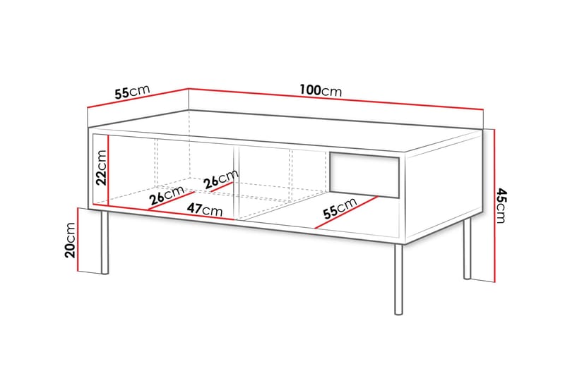 FALER Soffbord 100 cm Svart - Möbler - Vardagsrum - Soffbord & vardagsrumsbord - Soffbord