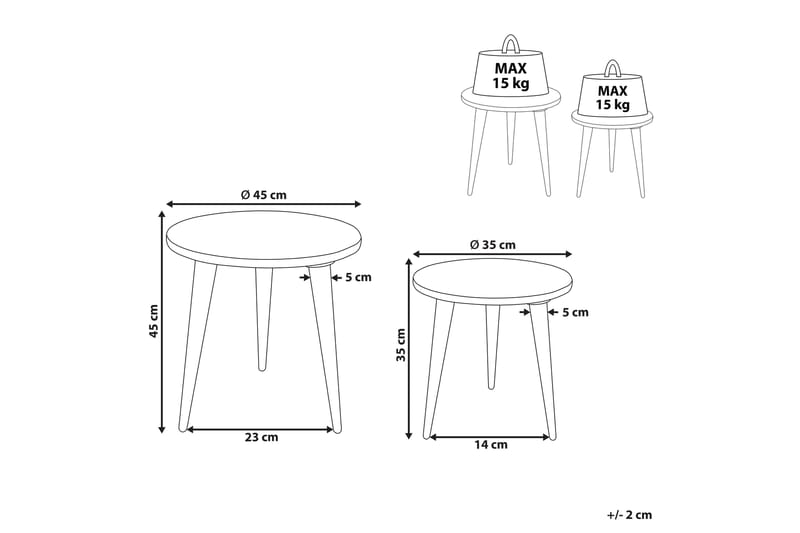 Filbert Satsbord 45 cm - Ljust trä/Vit - Möbler - Vardagsrum - Soffbord & vardagsrumsbord - Satsbord