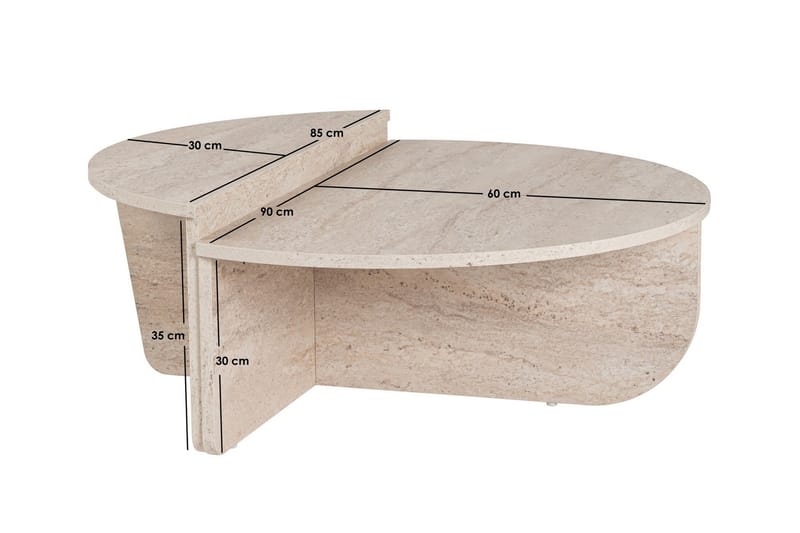 Georgette Soffbord 90 cm - Travertine - Möbler - Vardagsrum - Soffbord & vardagsrumsbord - Soffbord