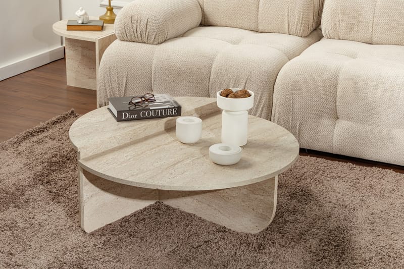 Georgette Soffbord 90 cm - Travertine - Möbler - Vardagsrum - Soffbord & vardagsrumsbord - Soffbord