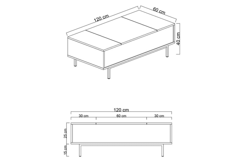 Germaine Soffbord 120 cm - Antracit/Vit/Silver - Möbler - Vardagsrum - Soffbord & vardagsrumsbord - Soffbord