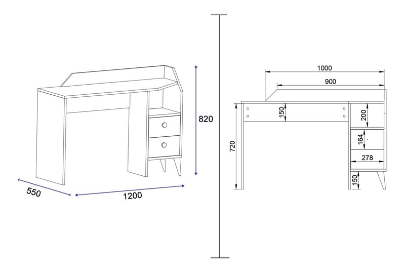 HAFING Skrivbord 120x55 cm Vit - Möbler - Hemmakontor - Skrivbord