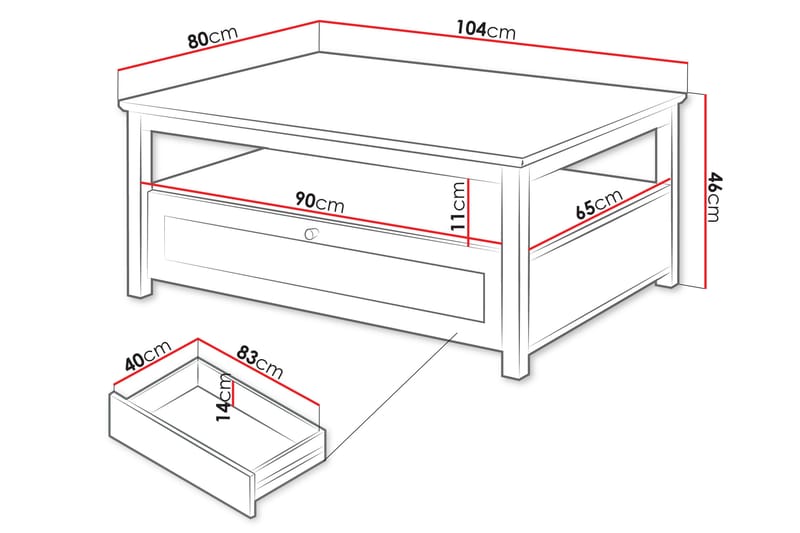 Hammerdal Soffbord 104 cm Vit/Ek - Möbler - Vardagsrum - Soffbord & vardagsrumsbord - Soffbord