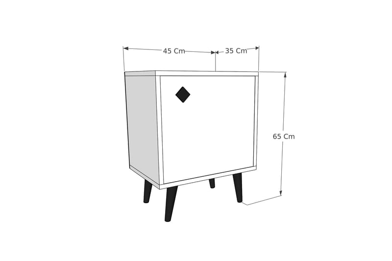 HASTIKOZ Sängbord 45x35 cm Vit/Brun - Möbler - Sovrum - Sängbord