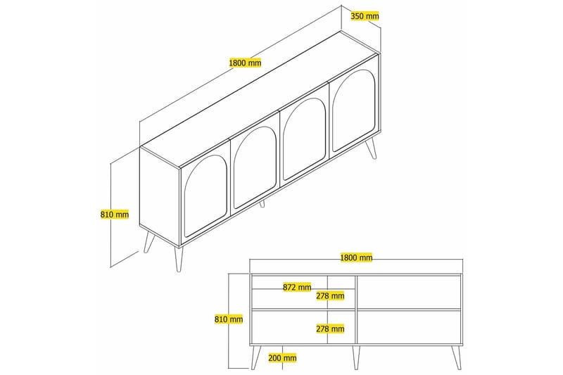 Hazim Konsollbord 180 cm Vit/Valnöt - Möbler - Vardagsrum - Soffbord & vardagsrumsbord - Avlastningsbord & konsolbord