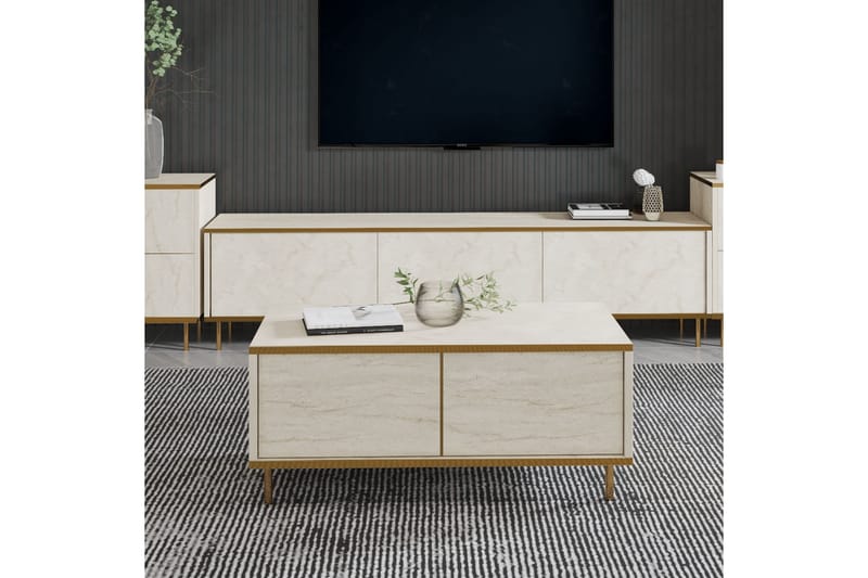 Imaj  Soffbord 90 cm Beige/Guld - Möbler - Vardagsrum - Soffbord & vardagsrumsbord - Soffbord