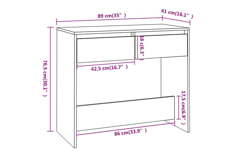 Konsolbord svart 89x41x76,5 cm stål - Svart - Möbler - Vardagsrum - Soffbord & vardagsrumsbord - Avlastningsbord & konsolbord