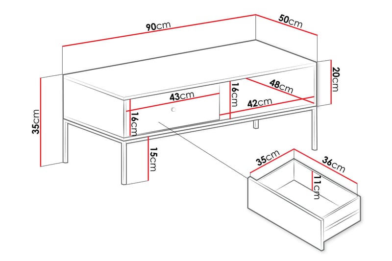 Mariestad Soffbord 90 cm Grå - Möbler - Vardagsrum - Soffbord & vardagsrumsbord - Soffbord