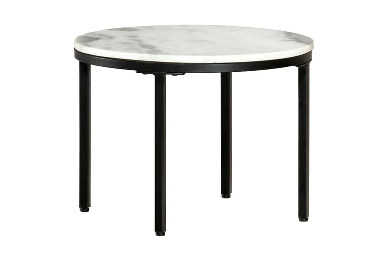 Soffbord vit och svart Ã˜50 cm massiv äkta marmor - Vit - Marmorbord - Soffbord - Bord