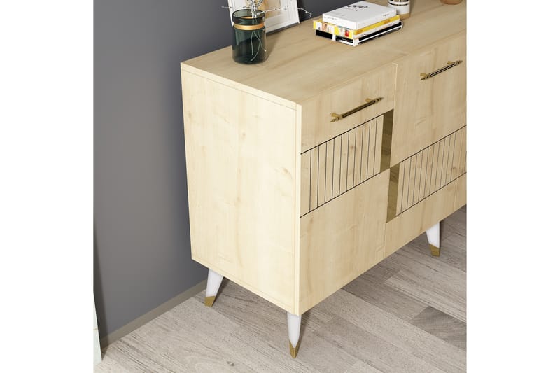 Moda  Konsollbord 150 cm Brun/Ek/Guld - Möbler - Vardagsrum - Soffbord & vardagsrumsbord - Avlastningsbord & konsolbord