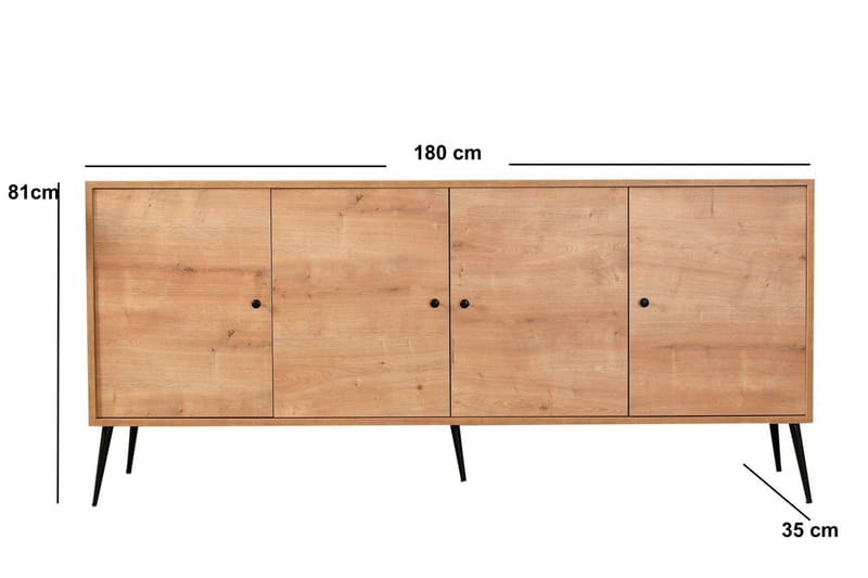 MYRLE Konsollbord 180 cm Ek/Svart - Möbler - Vardagsrum - Soffbord & vardagsrumsbord - Avlastningsbord & konsolbord