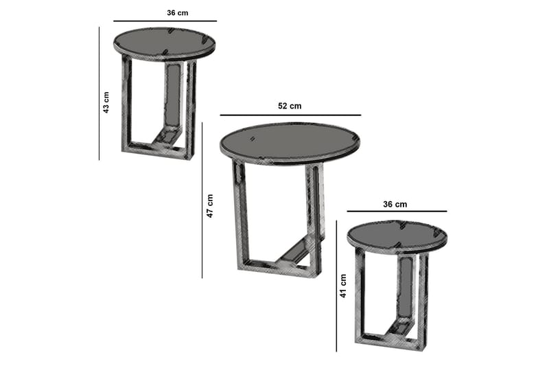 ALSBO Satsbord 52 cm Runt 3 Bord Brun - Brun - Möbler - Vardagsrum - Soffbord & vardagsrumsbord - Satsbord