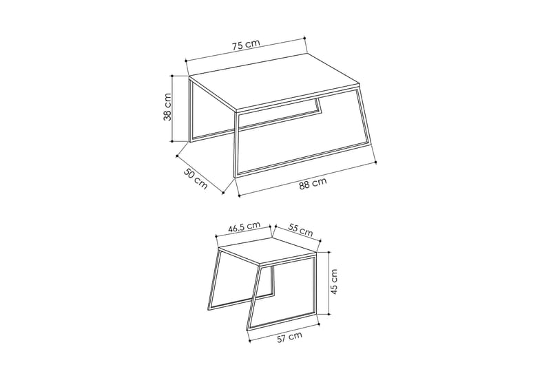 ELDGARNSÖ Satsbord 88 cm 2 Bord Grå/Svart - Möbler - Vardagsrum - Soffbord & vardagsrumsbord - Satsbord