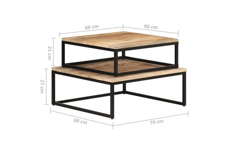 Satsbord 2 st massivt mangoträ - Brun - Möbler - Vardagsrum - Soffbord & vardagsrumsbord - Satsbord