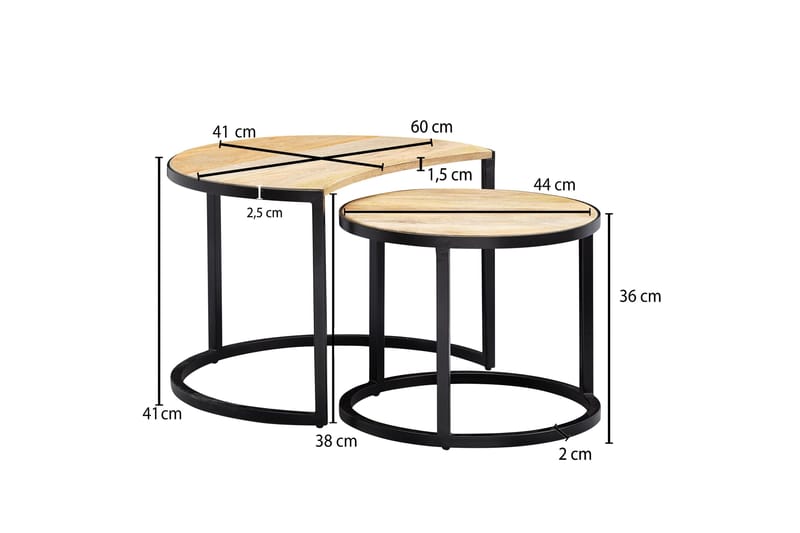 SENECA Satsbord 60 cm Halvcirkel Brun/Svart - Möbler - Vardagsrum - Soffbord & vardagsrumsbord - Satsbord