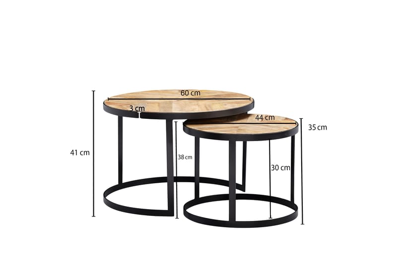 SENECA Satsbord 60 cm Runt Natur/Svart - Möbler - Vardagsrum - Soffbord & vardagsrumsbord - Satsbord