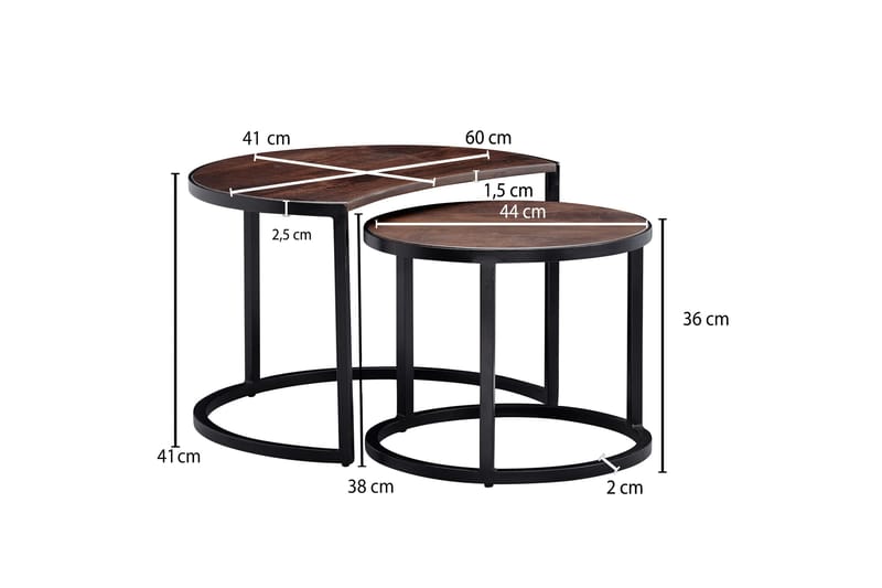 SENECA Satsbord 60 cm Runt Teak/Svart - Möbler - Vardagsrum - Soffbord & vardagsrumsbord - Satsbord