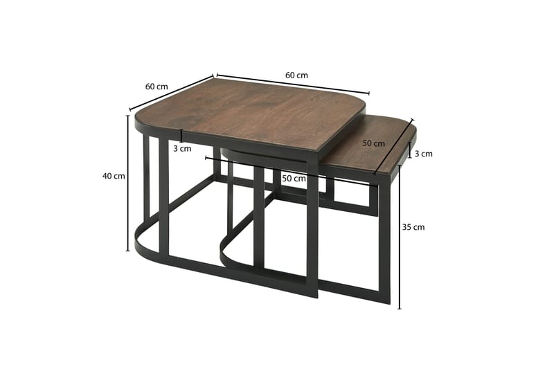 SENECA Satsbord 60 cm Teak/Svart - Möbler - Vardagsrum - Soffbord & vardagsrumsbord - Satsbord