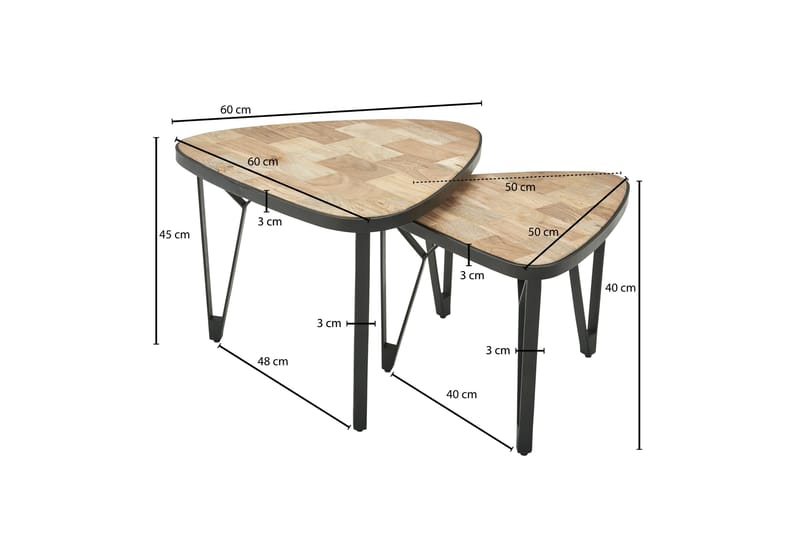 SENECA Satsbord 60 cm Trekantig Brun/Svart - Möbler - Vardagsrum - Soffbord & vardagsrumsbord - Satsbord