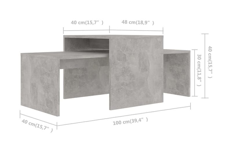 Soffbord betonggrå 100x48x40 cm spånskiva - Grå - Möbler - Vardagsrum - Soffbord & vardagsrumsbord - Satsbord