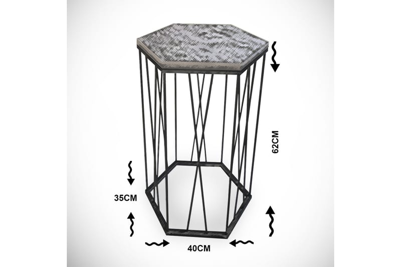 ALSBO Sidobord 40 cm Hexagon Glas/Svart - Svart/Silver - Möbler - Vardagsrum - Soffbord & vardagsrumsbord - Sidobord & lampbord