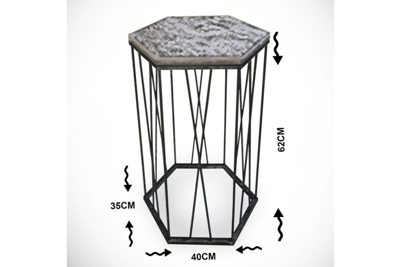 ALSBO Sidobord 40 cm Hexagon Natur/Svart - Vit/Svart - Möbler - Vardagsrum - Soffbord & vardagsrumsbord - Sidobord & lampbord