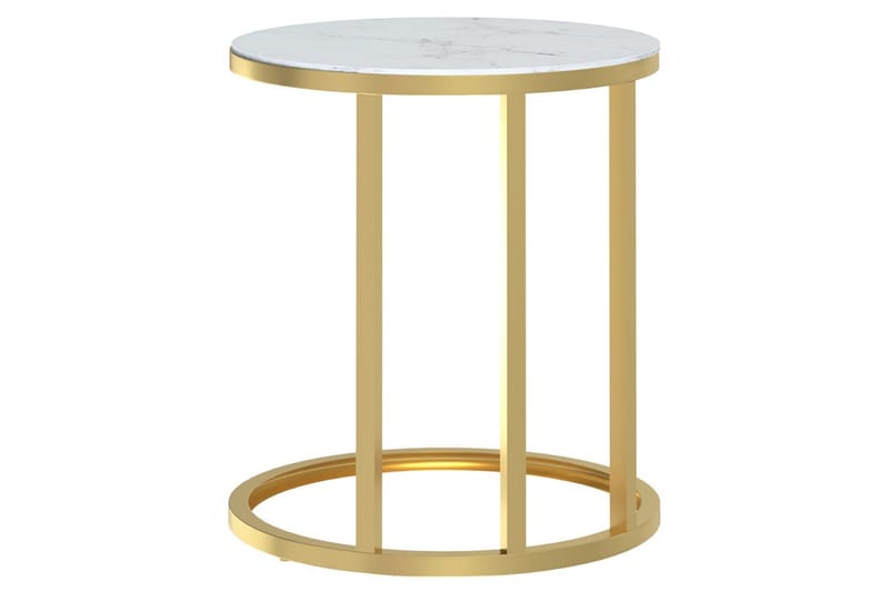 Sidobord guld och vit marmor 45 cm härdat glas - Guld - Möbler - Vardagsrum - Soffbord & vardagsrumsbord - Sidobord & lampbord