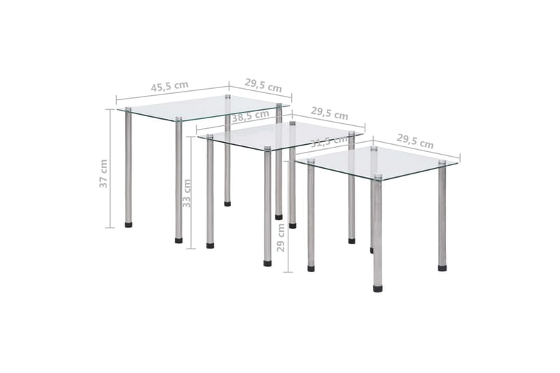 Satsbord 3 st genomskinlig härdat glas - Transparent - Möbler - Vardagsrum - Soffbord & vardagsrumsbord - Sidobord & lampbord