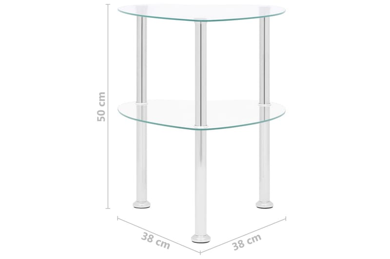 Sidobord med 2 hyllplan genomskinligt 38x38x50 cm härdat gla - Transparent - Möbler - Vardagsrum - Soffbord & vardagsrumsbord - Sidobord & lampbord