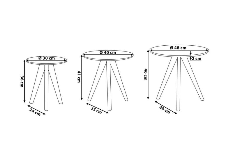 VEGAS Sidobord 3 st 48|48|48 cm - Möbler - Vardagsrum - Soffbord & vardagsrumsbord - Sidobord & lampbord