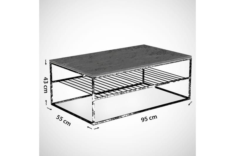 ALSBO Soffbord 95 cm med Förvaring Hyllor Ribbor Vit/Svart - Möbler - Vardagsrum - Soffbord & vardagsrumsbord - Soffbord