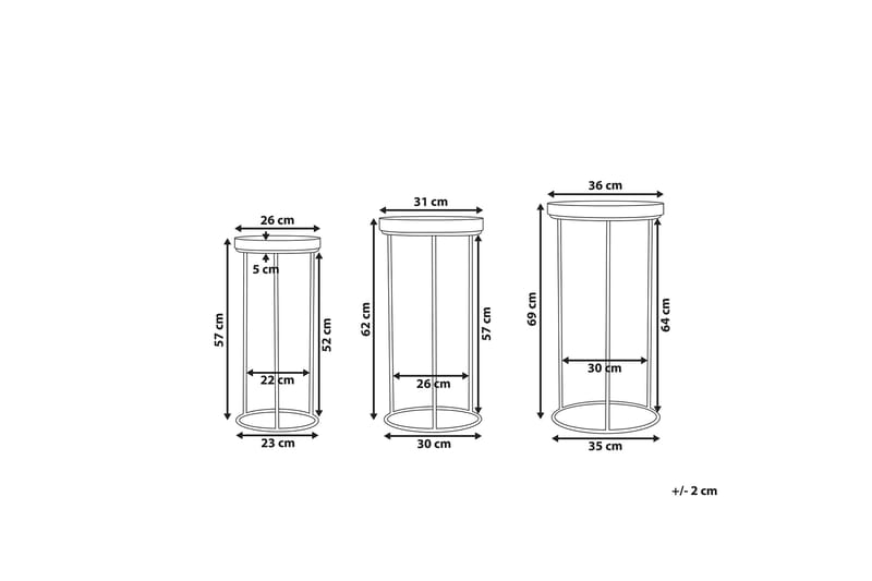 BASTIDE Satsbord 36 cm 3-pack Svart - Möbler - Vardagsrum - Soffbord & vardagsrumsbord - Soffbord