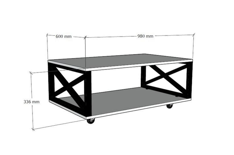 BERHIL Soffbord 98 cm med Förvaring Hylla på Hjul Natur/Svar - Möbler - Vardagsrum - Soffbord & vardagsrumsbord - Soffbord