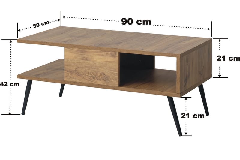 Bukle Soffbord 90 cm Brun/Svart - Möbler - Vardagsrum - Soffbord & vardagsrumsbord - Soffbord