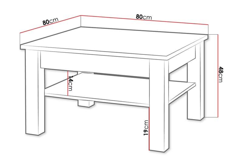 CEZAN Soffbord 80 cm med Förvaring Hylla Beige/Grå - Beige/Grå - Möbler - Vardagsrum - Soffbord & vardagsrumsbord - Soffbord