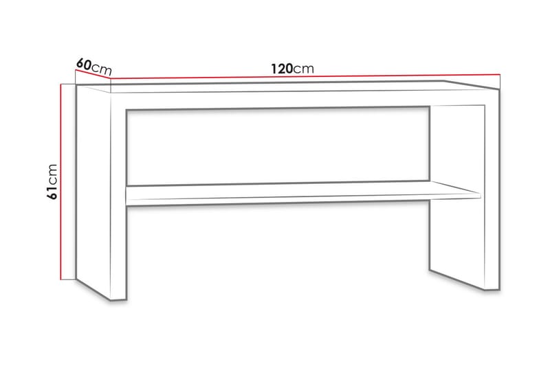 CHELES Soffbord 120 cm med Förvaring Hyllor Ekfärg/Brun - Ek - Soffbord - Bord