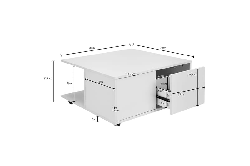 CHIRA Soffbord 70 cm Vit - Möbler - Vardagsrum - Soffbord & vardagsrumsbord - Soffbord