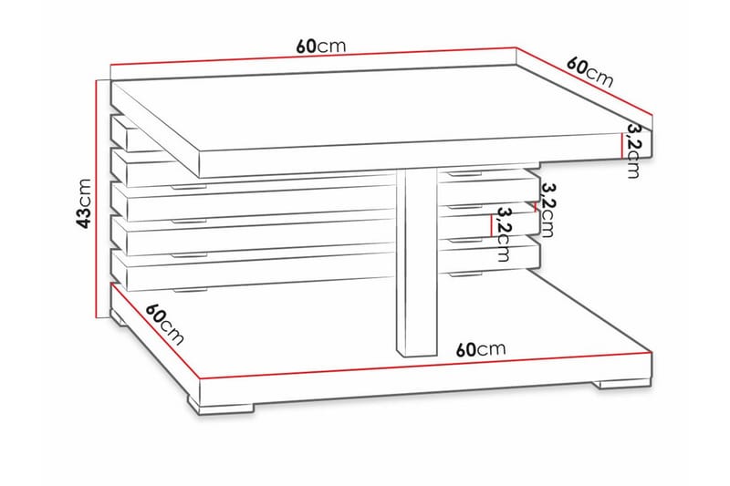 Denogal Soffbord 60 cm Brun - Möbler - Vardagsrum - Soffbord & vardagsrumsbord - Soffbord