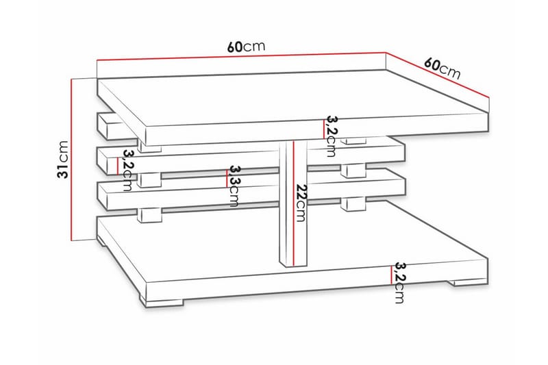 Denogal Soffbord 60 cm Brun - Möbler - Vardagsrum - Soffbord & vardagsrumsbord - Soffbord