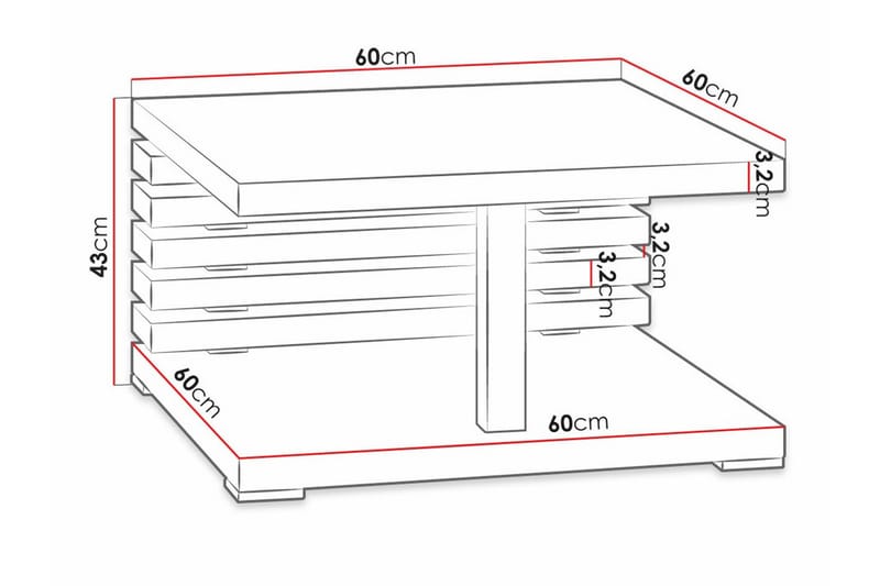 Denogal Soffbord 60 cm Svart - Möbler - Vardagsrum - Soffbord & vardagsrumsbord - Soffbord