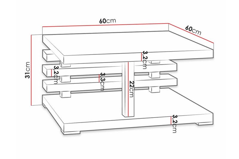 Denogal Soffbord 60 cm Svart - Möbler - Vardagsrum - Soffbord & vardagsrumsbord - Soffbord