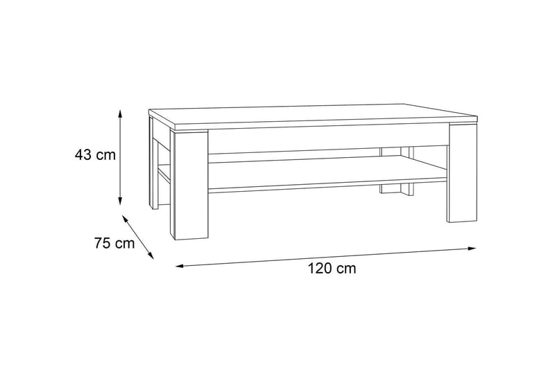 ECKLANDS Soffbord 120 cm med Förvaring Hylla Vit - Möbler - Vardagsrum - Soffbord & vardagsrumsbord - Soffbord