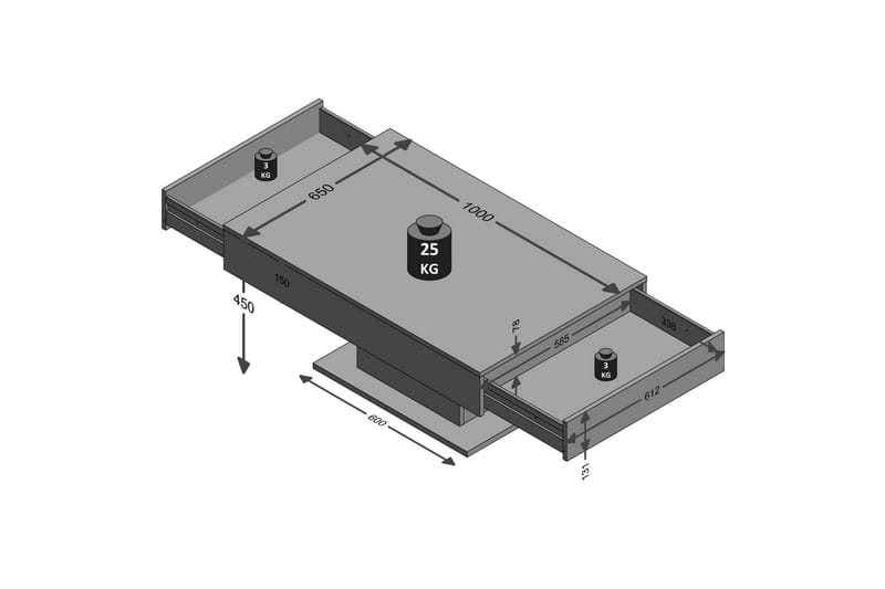 FMD Soffbord antik ek och vit - Brun - Möbler - Vardagsrum - Soffbord & vardagsrumsbord - Soffbord