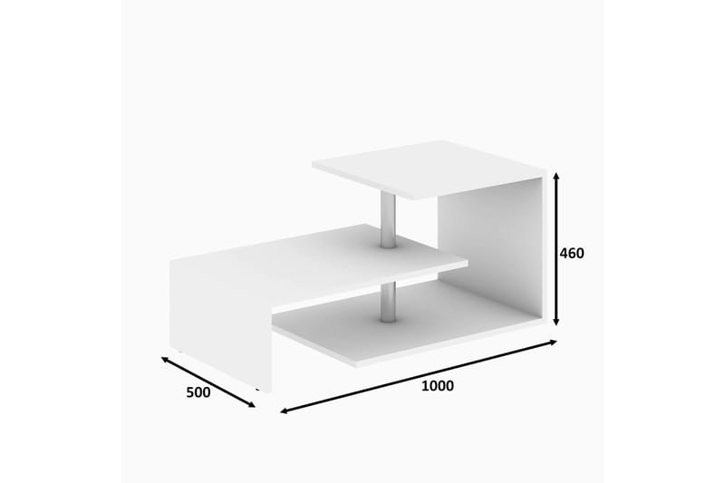 FREDDY Soffbord 100 cm med Förvaring Hylla Vit - Vit - Möbler - Vardagsrum - Soffbord & vardagsrumsbord - Soffbord