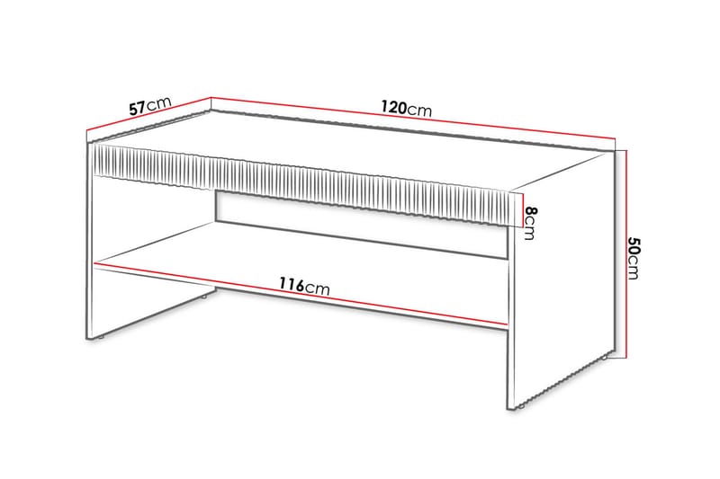 Juniskär ribbad soffbord med hyllförvaring rektangulärt - 120x57x50 Svart - Möbler - Vardagsrum - Soffbord & vardagsrumsbord - Soffbord