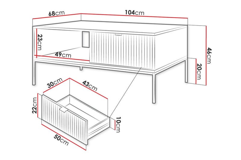 Klinkerville Soffbord 68 cm Vit - Möbler - Vardagsrum - Soffbord & vardagsrumsbord - Soffbord