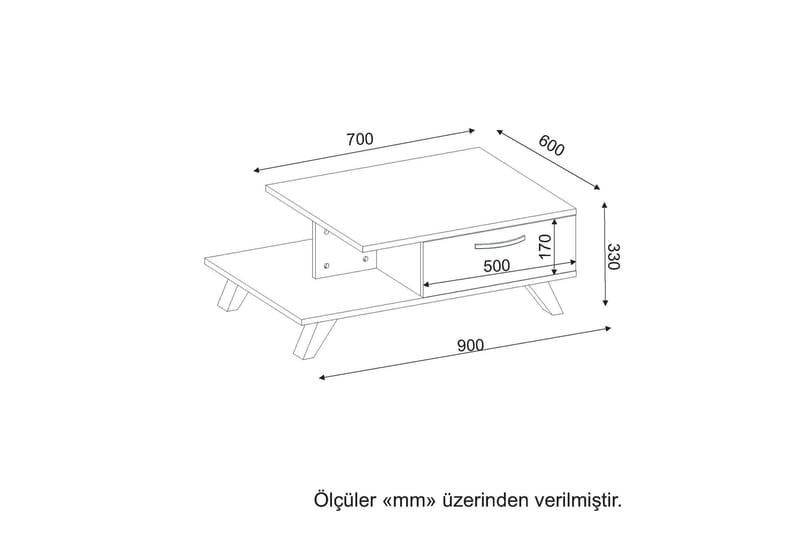 MASCONE Soffbord 90 cm med Förvaring Hylla + Lucka Vit - Vit - Möbler - Vardagsrum - Soffbord & vardagsrumsbord - Soffbord